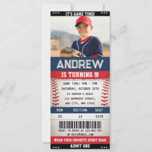 Benutzerdefiniertes Baseball-Ticket Sport Geburtst Einladung