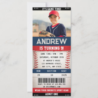 Benutzerdefiniertes Baseball-Ticket Sport Geburtst Einladung