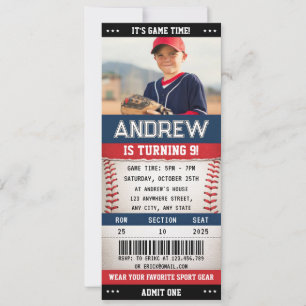 Benutzerdefiniertes Baseball-Ticket Sport Geburtst Einladung