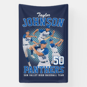 Benutzerdefiniertes Baseballspieler-Foto Retro-Boo Banner