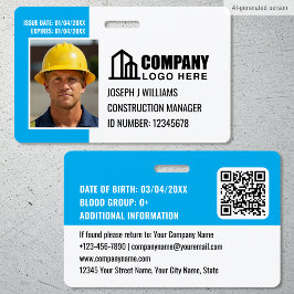 Benutzerdefiniertes Baustellen-ID-Logo QR-Code Bla Ausweis