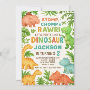 Benutzerdefiniertes bearbeitbares Dino Party Einla Feiertagskarte