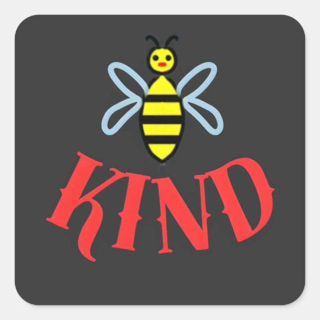 Benutzerdefiniertes Bee Kind personalisiertes Gesc Quadratischer Aufkleber (Vorderseite)