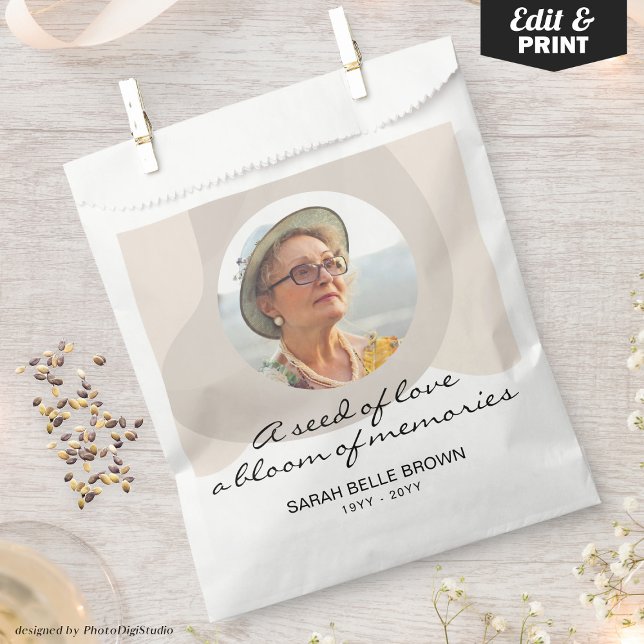 Benutzerdefiniertes Bestattungspaket Favoriten Mem Geschenktütchen (Custom Funeral Seed Packet Favors Memorial Photo Favor Bag)