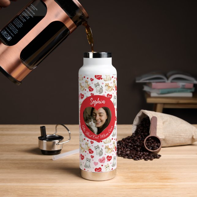 Benutzerdefiniertes "Beste Katzenmutter überhaupt" Trinkflasche (Kaffee (gedreht))
