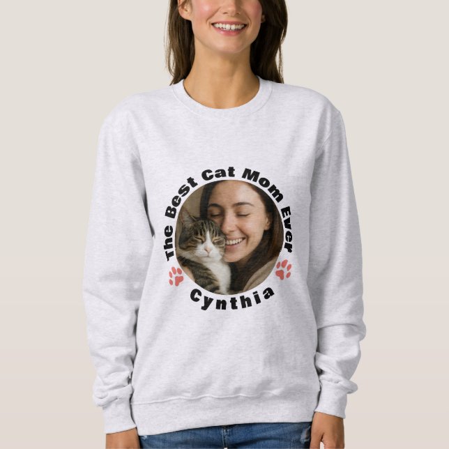 Benutzerdefiniertes Bestes-Katzenmutter-Foto-Sweat Sweatshirt (Vorderseite)