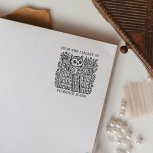 Benutzerdefiniertes Bibliotheks-Eulen-Exlibris Gummistempel