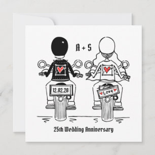 Benutzerdefiniertes Biker-Motorrad-Hochzeit-Jubilä Einladung