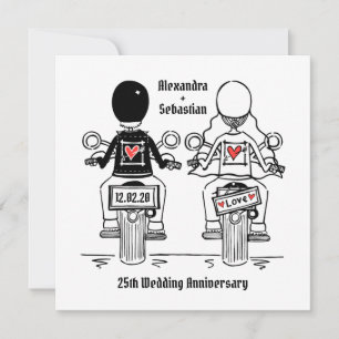 Benutzerdefiniertes Biker-Motorrad-Hochzeits-Jubil Einladung