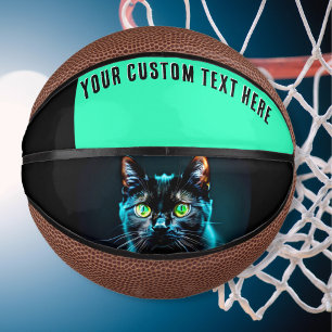 Benutzerdefiniertes Bild einer schwarzen Katze Mini Basketball