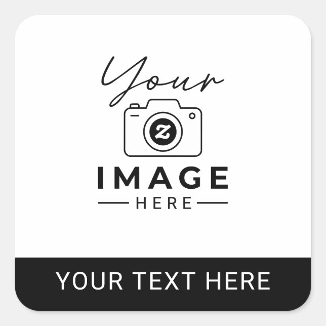 Benutzerdefiniertes Bild und Text Quadratischer Aufkleber (Vorderseite)