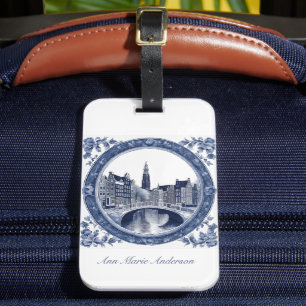 Benutzerdefiniertes Blau Delft Amsterdam Souvenir Gepäckanhänger