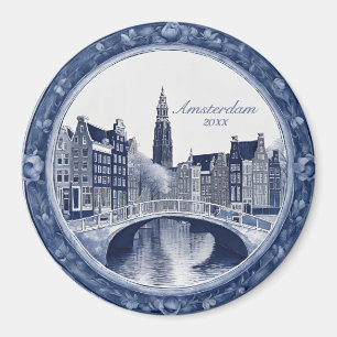 Benutzerdefiniertes Blau Delft Amsterdam Souvenir Magnet