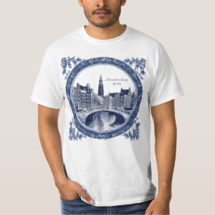 Benutzerdefiniertes Blau Delft Amsterdam Souvenir T-Shirt