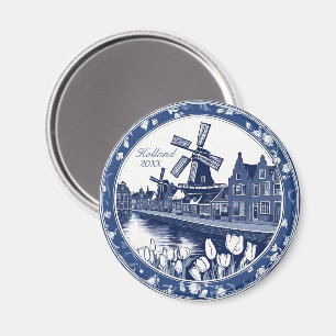 Benutzerdefiniertes Blau Delft Holland Souvenir Magnet
