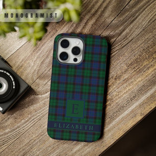 Benutzerdefiniertes Blau Grün Schwarz Karomuster iPhone 15 Pro Max Hülle