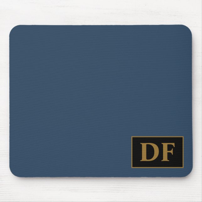 Benutzerdefiniertes Blau mit Gold-Initial-Maus-Pad Mousepad (Vorne)