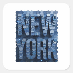 Benutzerdefiniertes Blau NEW YORK Etikett Design Quadratischer Aufkleber
