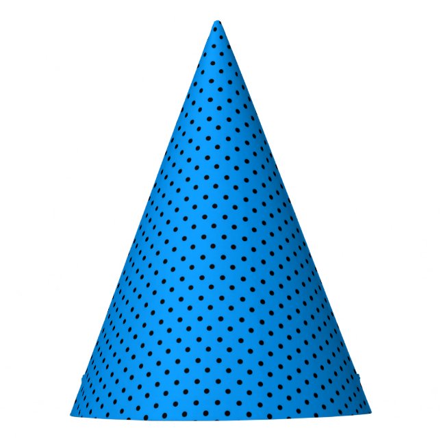 Benutzerdefiniertes Blau- und Schwarz-Polka-Dots-P Partyhütchen (Vorderseite)