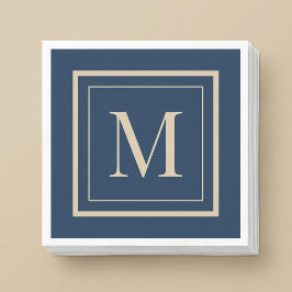 Benutzerdefiniertes Blau & Vanille-Rahmen-Monogram Serviette