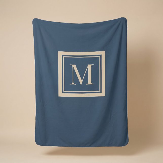 Benutzerdefiniertes Blau & Vanille-Rahmen-Monogram Sherpadecke (Von Creator hochgeladen)
