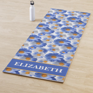 Benutzerdefiniertes Blau-Weiß-Gänseblümchen-Wasser Yogamatte