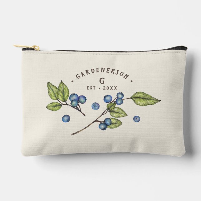 Benutzerdefiniertes Blaubeer-Hochzeitsdatum  Zubehörtasche (Vorderseite)