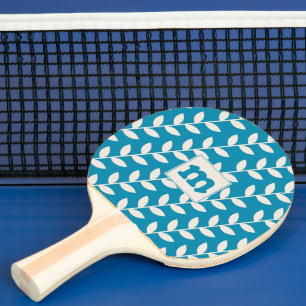 Benutzerdefiniertes Blaues 70er Jahre Blattmuster Tischtennis Schläger