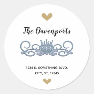 Benutzerdefiniertes blaues Crown-Design Runder Aufkleber