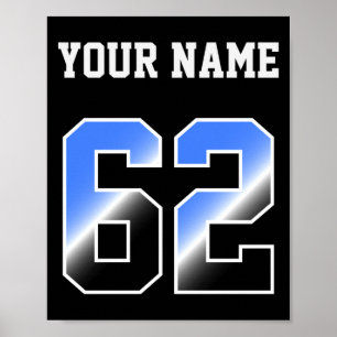 Benutzerdefiniertes Blaues Nummer 62 Personalisier Poster