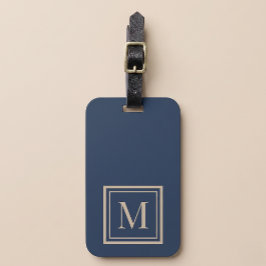 Benutzerdefiniertes blaues und Vanille-Monogramm m Gepäckanhänger