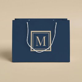 Benutzerdefiniertes blaues und Vanille-Monogramm m Große Geschenktüte