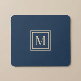 Benutzerdefiniertes blaues und Vanille-Monogramm m Mousepad