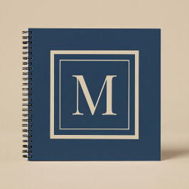 Benutzerdefiniertes blaues und Vanille-Monogramm m Notizbuch