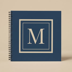 Benutzerdefiniertes blaues und Vanille-Monogramm m Notizbuch