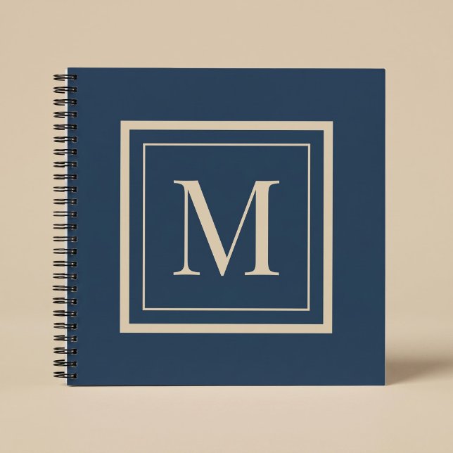 Benutzerdefiniertes blaues und Vanille-Monogramm m Notizbuch (Von Creator hochgeladen)
