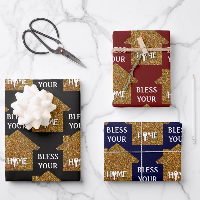 Benutzerdefiniertes BLESS IHRES ZUHAUSE-Real-Anwes Geschenkpapier Set (Vorderseite)