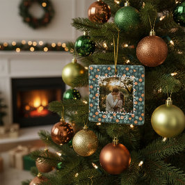 Benutzerdefiniertes Blumen-Foto-Verlobungsornament Keramikornament