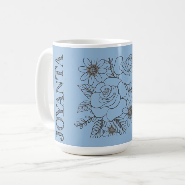Benutzerdefiniertes Blumendesign weiße Joyanta Kaffeetasse (Vorderseite Links)