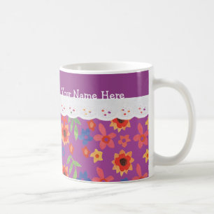 Benutzerdefiniertes Blumenmuster auf Magenta, fals Kaffeetasse
