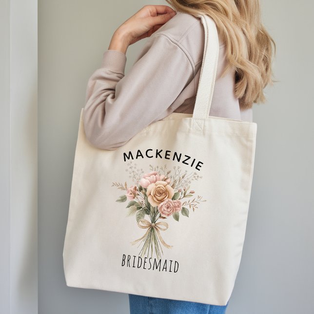 Benutzerdefiniertes Boho-Blumen-Geschenk für Braut Tragetasche (Boho Bridesmaid Tote Bag Gift for Wedding Party, Personalized Wedding Tote Bag Gift for Bridesmaids)