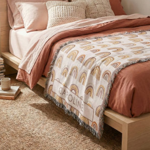 Benutzerdefiniertes Boho-Wüsten-Regenbogen-Bogenmu Decke