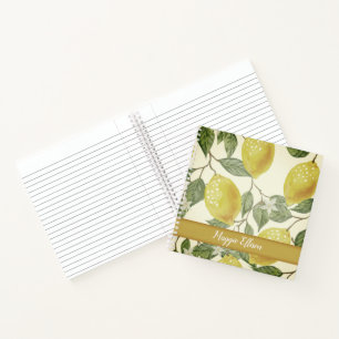 Benutzerdefiniertes botanisches Vintage-Gelb-Limon Notizbuch