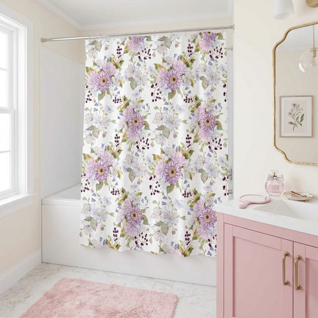 Benutzerdefiniertes botanisches Wildblumen-Blumenm Duschvorhang (Custom Botanical Wildflower Floral Pattern Shower Curtain)