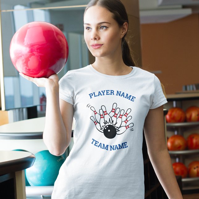 Benutzerdefiniertes Bowling-Teamlogo mit Player- u T-Shirt (STRIKE a pose with your team's own personalized bowling shirts)