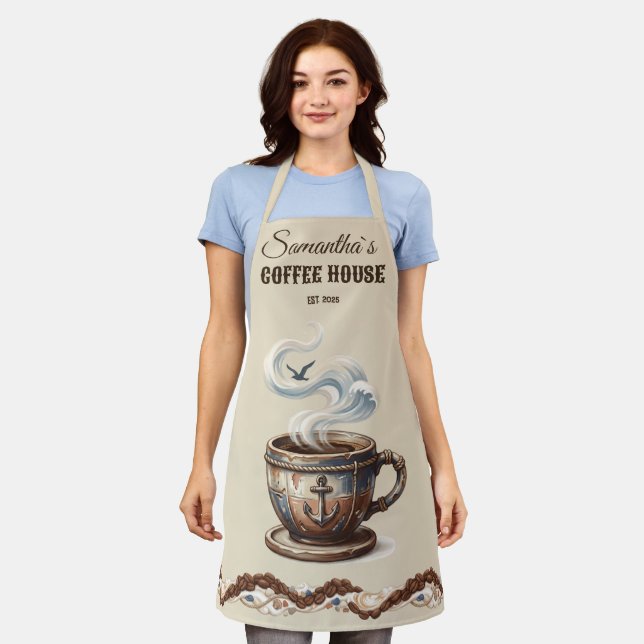 Benutzerdefiniertes Branding für Coastal Cafe  Schürze (Getragen)