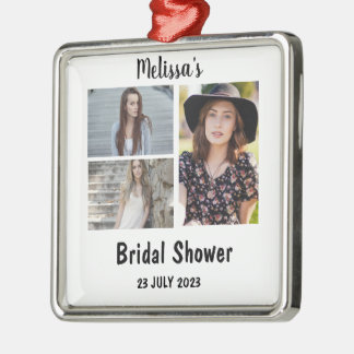 Benutzerdefiniertes Brautparty 3 FotoCollage Ornament Aus Metall