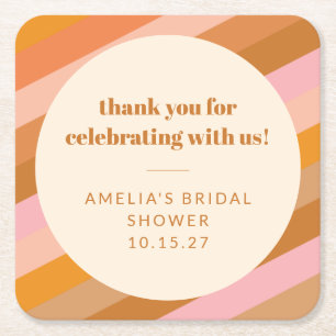 Benutzerdefiniertes Brautparty für rosa Sonnenunte Rechteckiger Pappuntersetzer