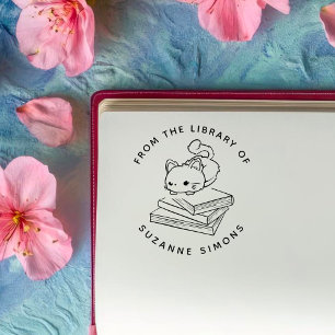 Benutzerdefiniertes Buch Niedliche Katze auf Büc Gummistempel