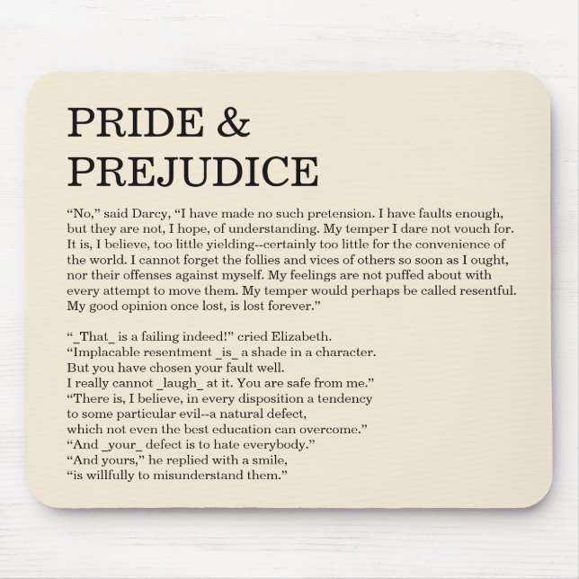 Benutzerdefiniertes Buchangebot Jane Austen Einfac Mousepad (Vorne)
